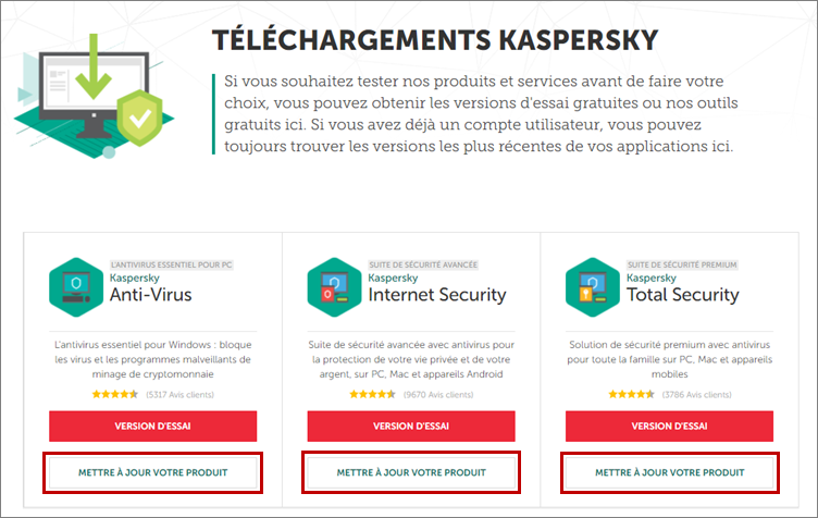 Télécharger les applications de Kaspersky